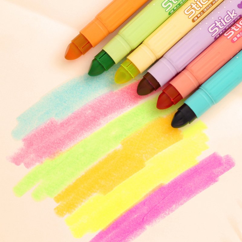 6 Stks/partij Creatieve Mooie Fluorescerende Marker Pen Stevige Gelei Pen Dikke Olie Markeerstift Zuid-korea Briefpapier Schoolbenodigdheden