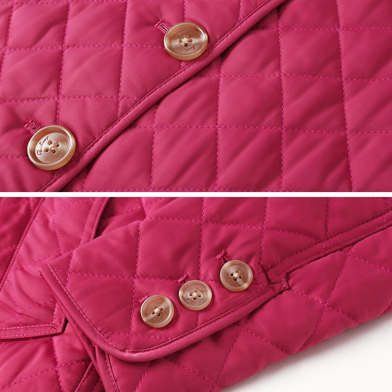 BURDULLY Small cotton coat Female short light autumn and winter single-breasted Diamond shaped women's Quilted coat