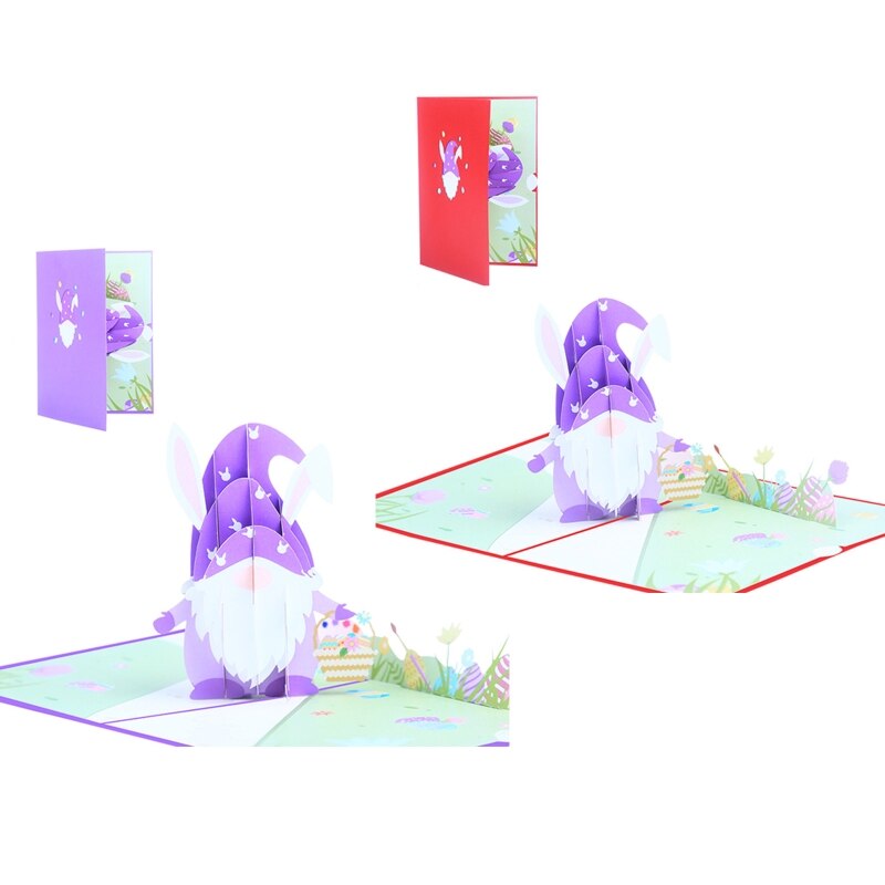 3D Pop Up Cards Easter Day Bunny Gnome Greeting Cards for Girls Boys Kids Wife Postcards with Envelope for Spring