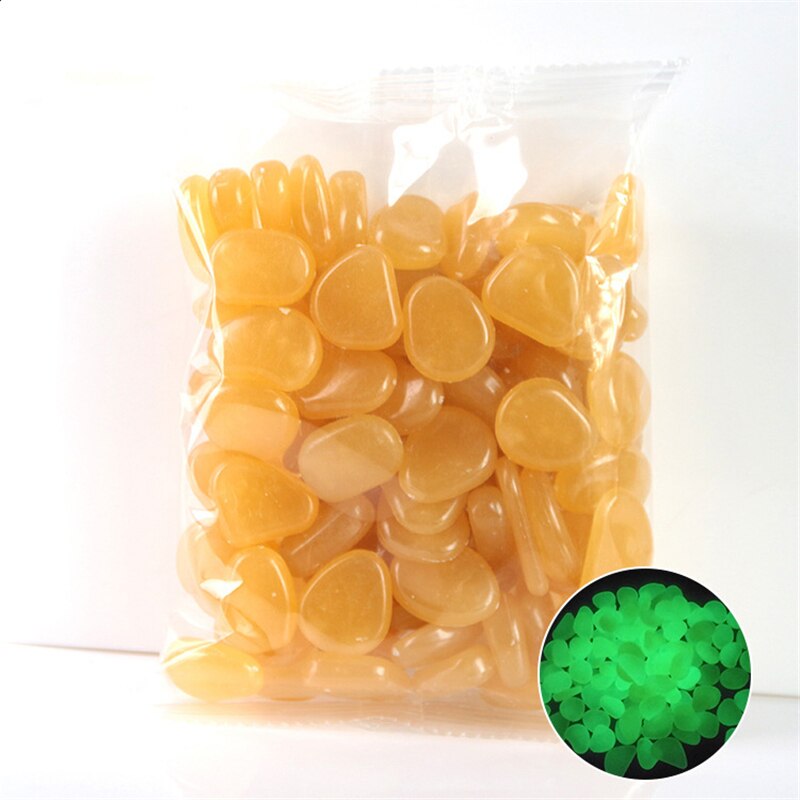 Piedras luminosas decorativas que brillan en la oscuridad, guijarros para pasillos, camino de jardín, decoración de pecera, 100 Uds.: 5