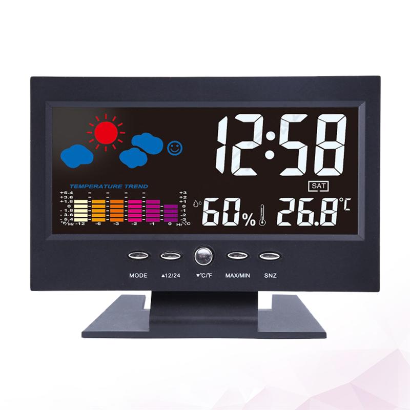 1pc Alarm Clock Large Screen Multi-function Desktop Digital Display Home Decor Weather Forecast Clock Calendar Clock Alarm Clock