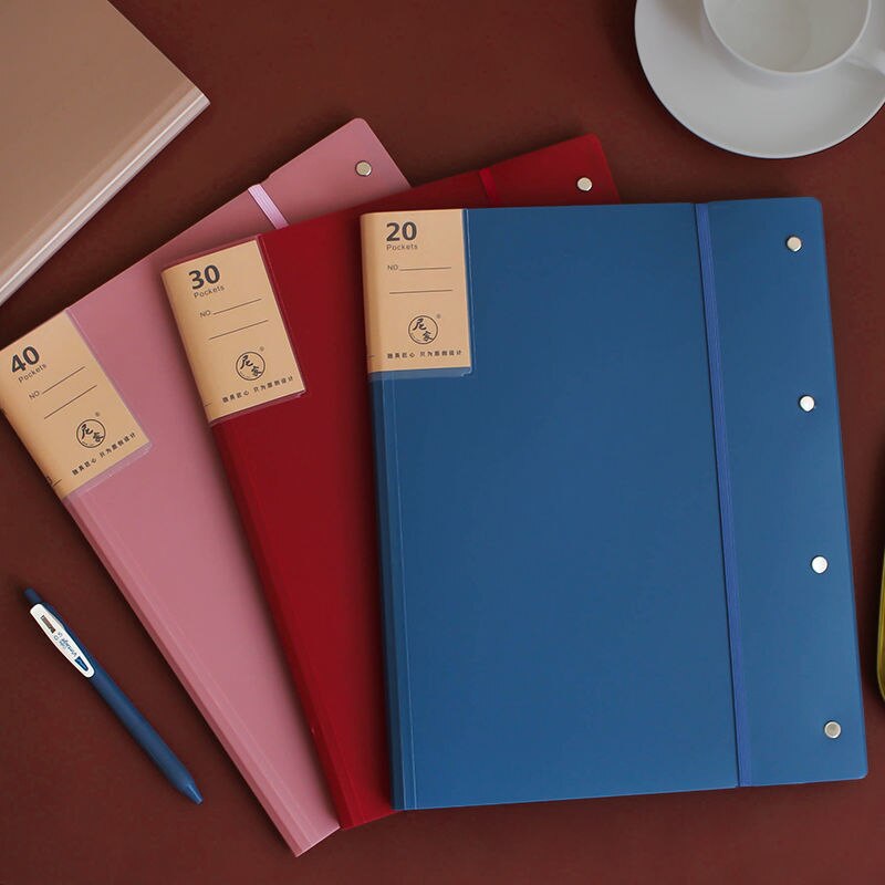 A3 Display Book 20/30/40 Pages Transparent Insert Folder Document Storage Bag for Bank Campus File Office Workplace Student