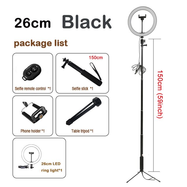 6/10 "Licht Ring Met Statief Fotografie Studio Verlichting Cirkelvormige Lamp Led Usb Professio Video Led Selfie Ring Light Stand: 04