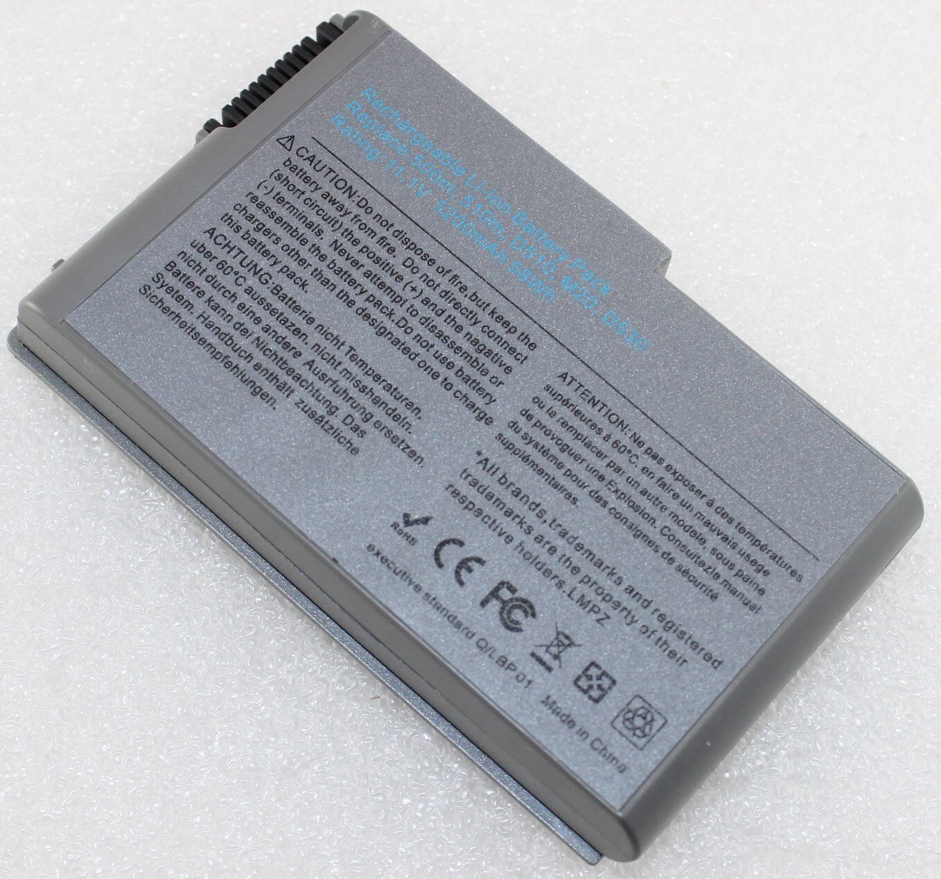 Battery for Dell Latitude D520 D500 D600 D610 D530 D505 Inspiron 500m 510m 600m C1295 Laptop 6 Cell 312-0090 451-10133 9X821