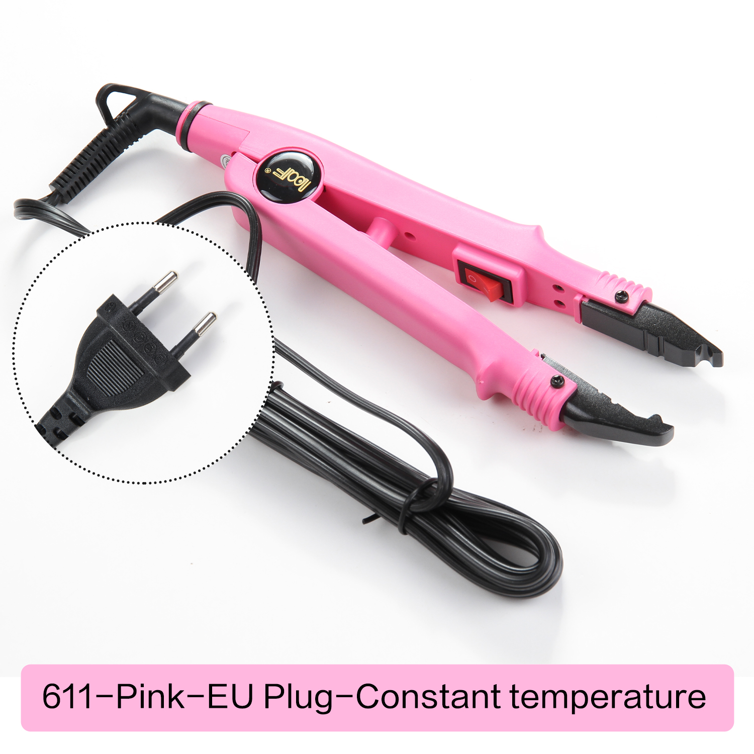 Ferramenta profissional de extensão de cabelo, conector de ferro de calor de fusão, ferramenta de fusão de temperatura ajustável, plugue reino unido/eua/ue: Preto