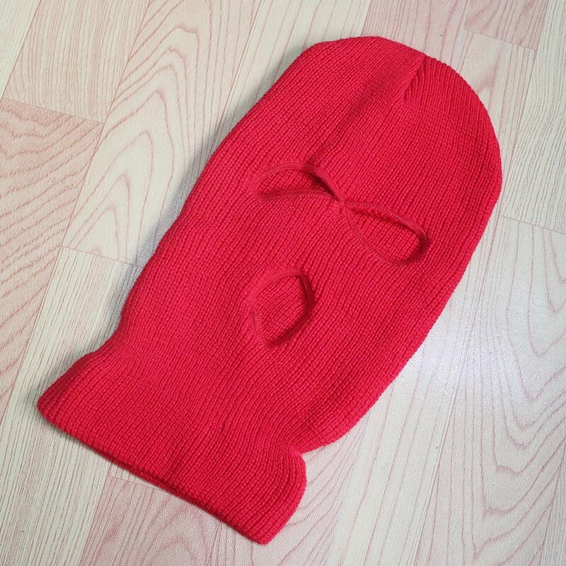 Sombreros clásicos de punto para hombre y mujer, gorros blancos cálidos para el invierno, Cosplay de CS Beanies informales, 3 agujeros, Unisex: Rojo