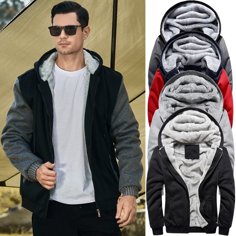 Manteau doublé Sherpa pour hommes, sweat à capuche zippé à manches longues, sweat-shirt épais, vestes en peluche Smile, vêtements d'extérieur chauds, tenues en Y, hiver