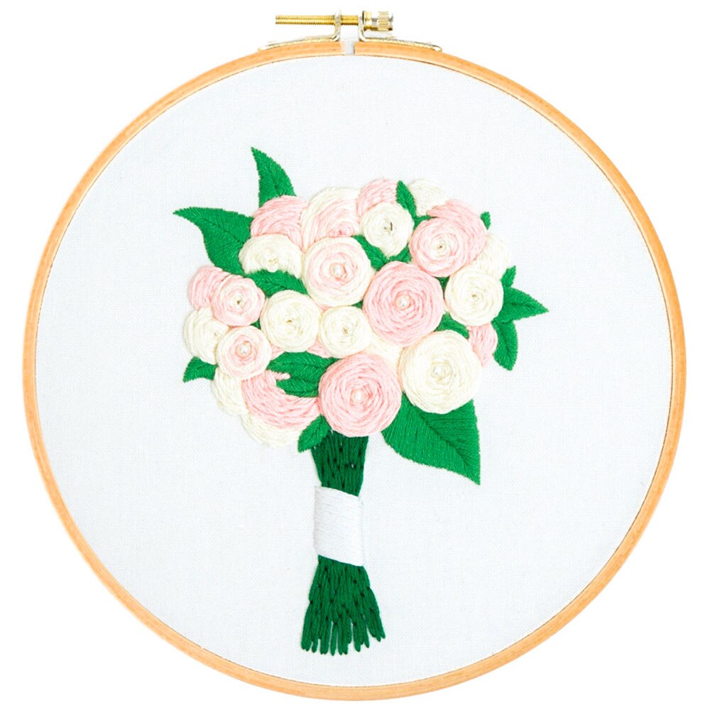 DIY Stamped Embroidery Starter Kit With Flowers Plants Pattern Embroidery Cloth Color Threads Tool Kit Handmade Embroidery: 6