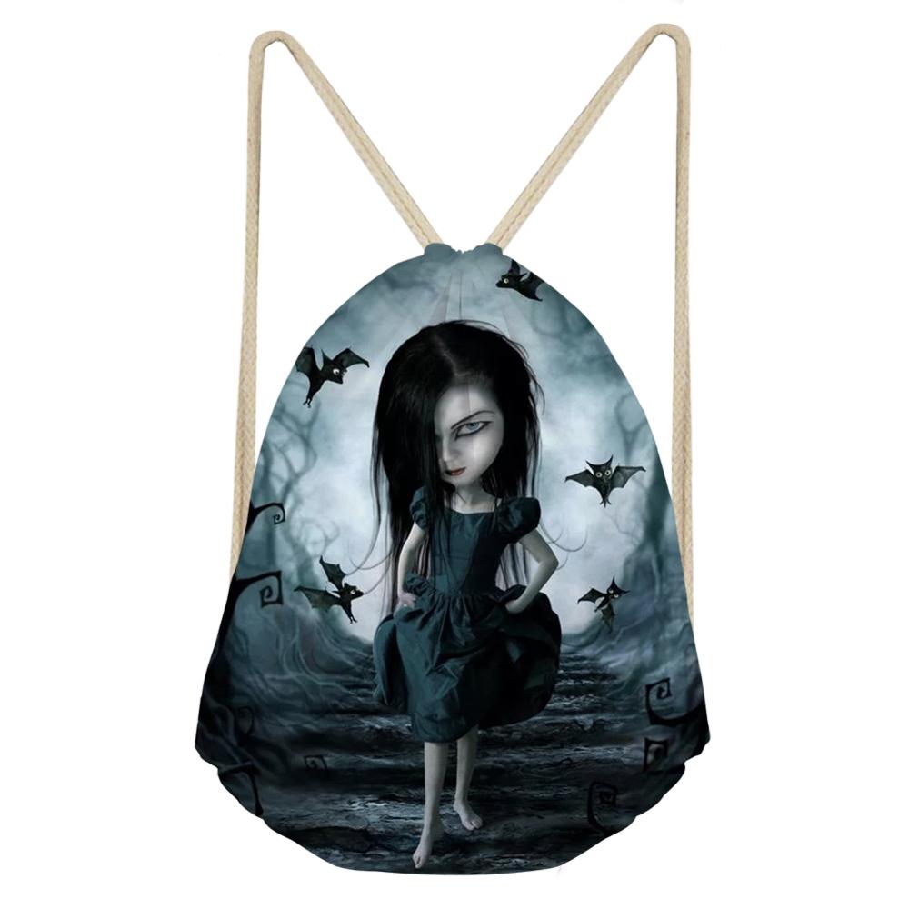 Gothic Dark Art Koord Tassen Voor Vrouwen Meisjes Trekkoord Rugzak Rugzak Black Travel Opslag Pouch Mochila Bundel Zak