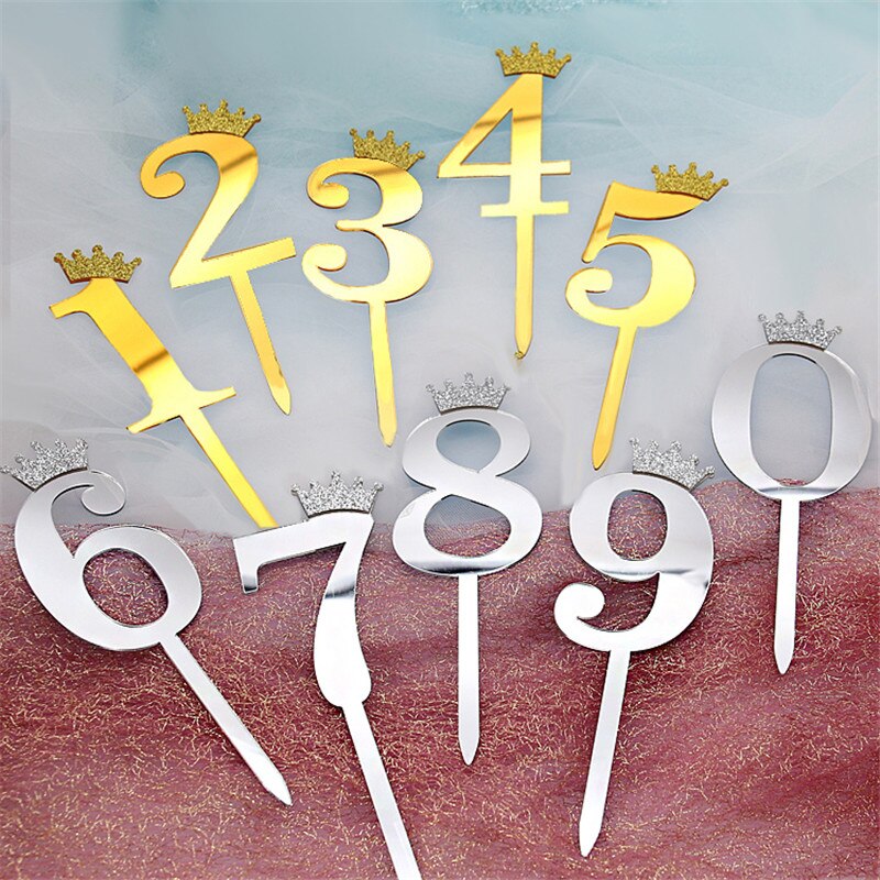 Numero 0-9 cake topper syntymäpäivä vuosipäivä hääjuhlat numero cupcake toppers liput