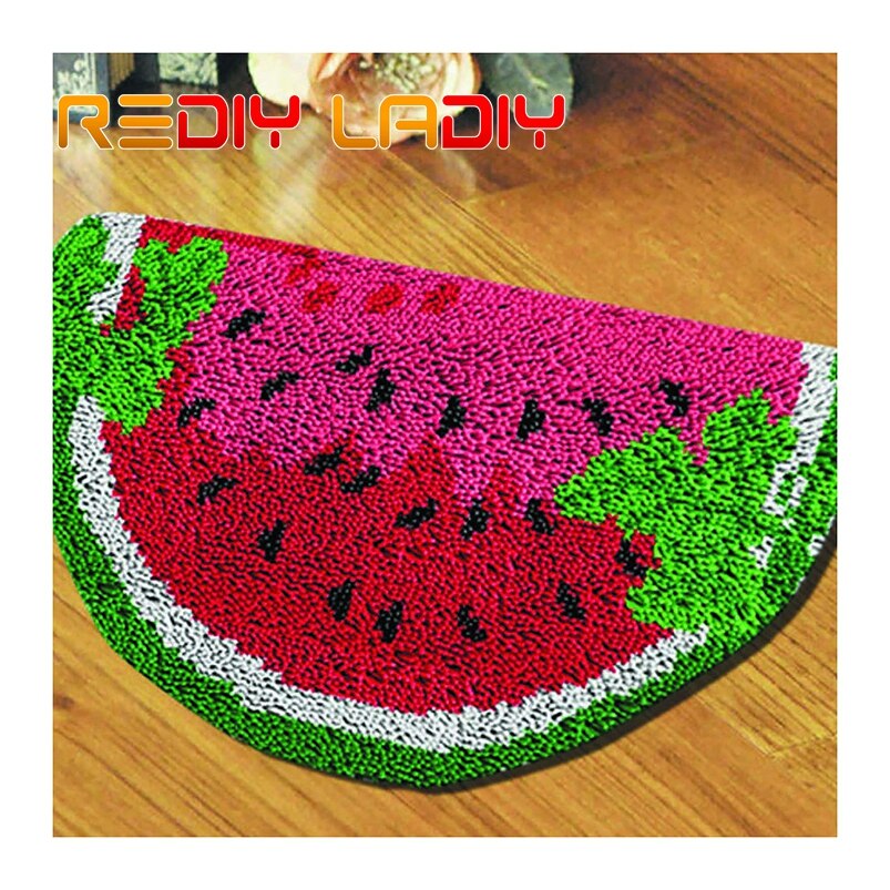 Kits de costura con aguja de lengüeta para alfombra, Alfombra de ganchillo, Alfombra de lana acrílica de Color verde manzana impresa, cojín de lona, tapiz de ganchillo, decoración de sofá: ZD189