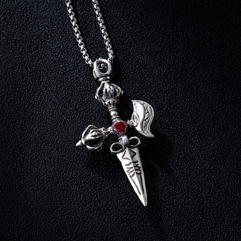 Collier Vajra avec pendentif mythe Oriental pour hommes, amulette, tibétain, bijoux de fête Punk de: Crystal-2