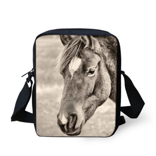 TWOHEARTSGIRL 3d Cool Paard Afdrukken Jongens Messenger Bag Student Crossbody Tas Kleine Kids Animal Strandtas Opslag Handtassen: Z100E