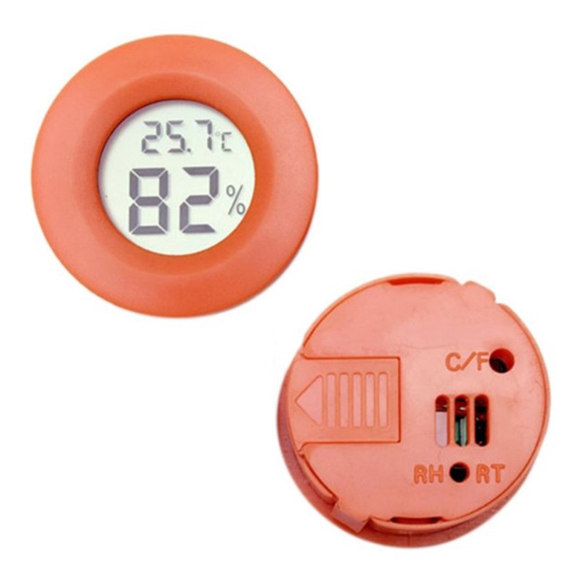 Digital lcd display temperatur fugtighedsmonitor pet termometer hygrometer runde: Rød
