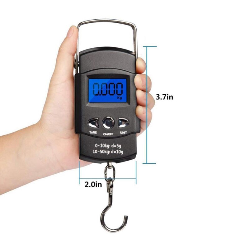 40 kg/50 kg x 10g Mini Digitale Weegschaal voor Vissen Bagage Reizen Weging Steelyard Opknoping Elektronische Haak schaal, keuken Gewicht