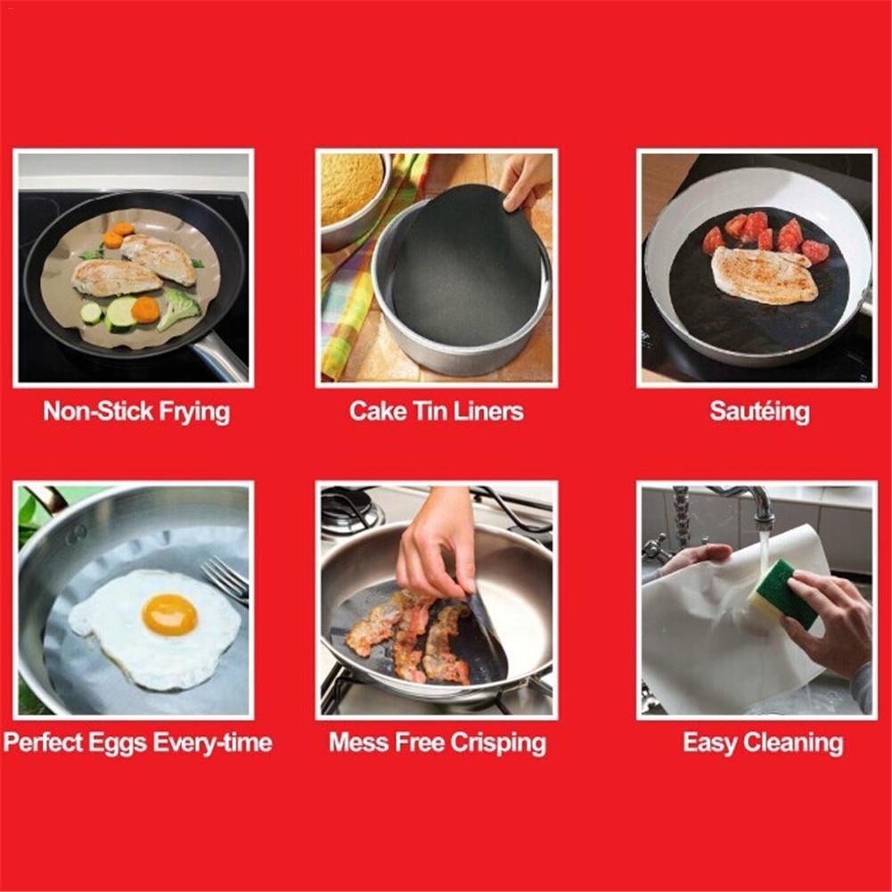 2 stuks 24cm non-stick Mat Pan Ronde Hittebestendige Koekenpan Liner Sheet Koken Sheet Pad Reuseable keuken BBQ Bakken Matten Tool