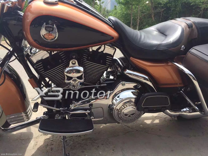 Moto noir/Chrome billette aluminium crâne corne couverture pour Harley Softail Dyna Electra glisse route roi