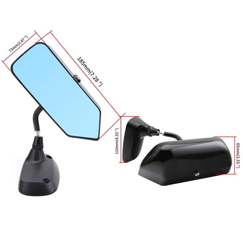 TOP -2Pcs F1 Style Bright Black Auto Car Side Blue Rearview Mirror Metal Bracket Universal