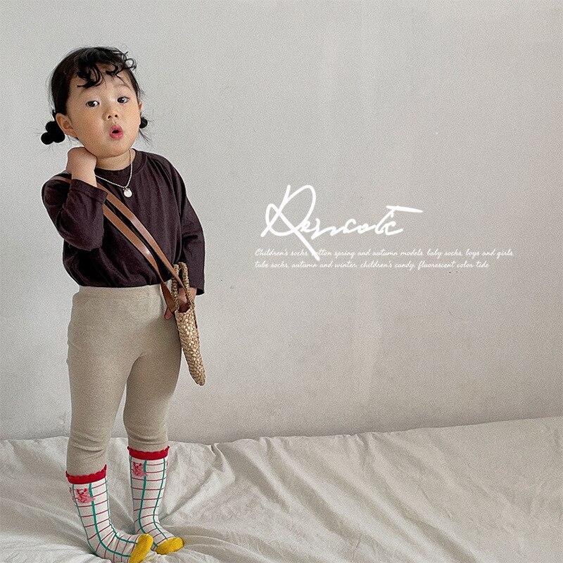 3Pairs Pack 1-8 Jaar 2022 En Najaar Plaid Tube Sokken Schattige Meisjes Bloem Sokken