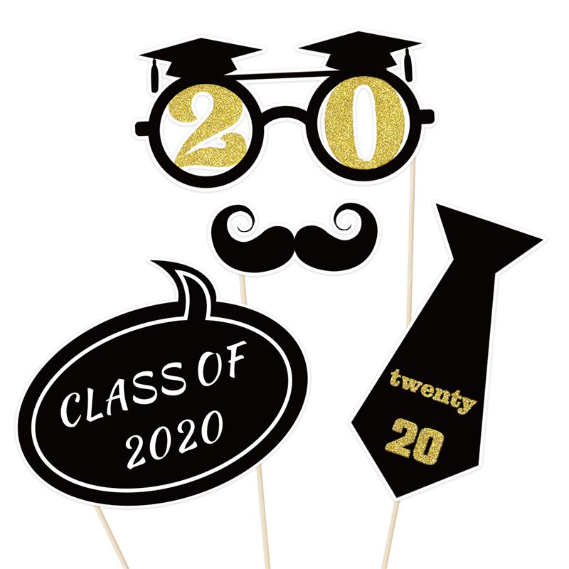 18PCS Graduation Photo Booth Props Kit Glitter Photo Props for Graduation Ceremony Party Favors