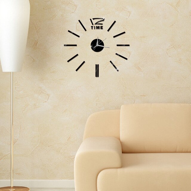 Modern Mini DIY Large Wall-Clock Sticker Mute Digital 3D Wall Big Clock Living Room Home Office Decor Ornaments: c