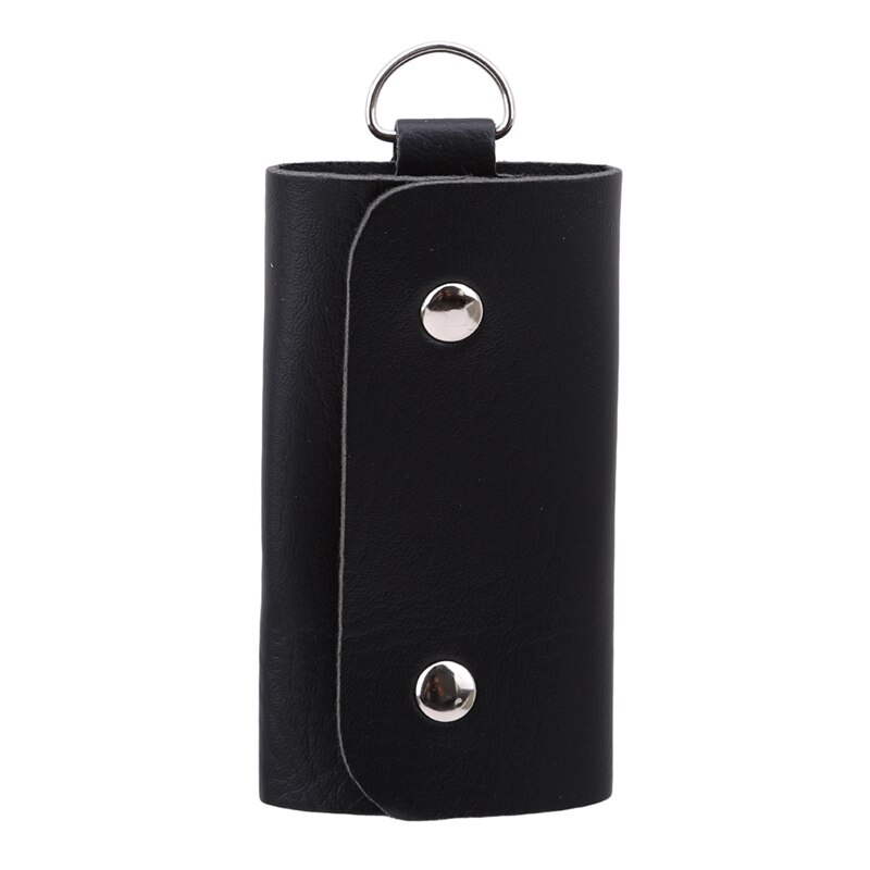 Sleutelhanger organizer leren gesp sleutel portemonnee auto sleutelhanger dames heren sleuteletui huishoudster houders organizer sleuteltas: Zwart