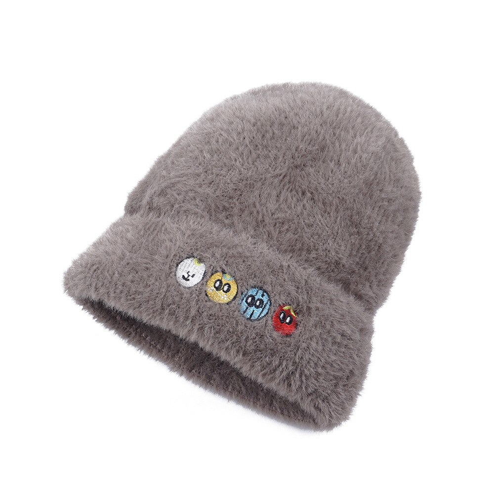 Zimowy nowy wełniany czapka walcowana krawędź spiczasta czapka robiona na drutach norek sierść królika zagęszczona ciepła wełna czapka