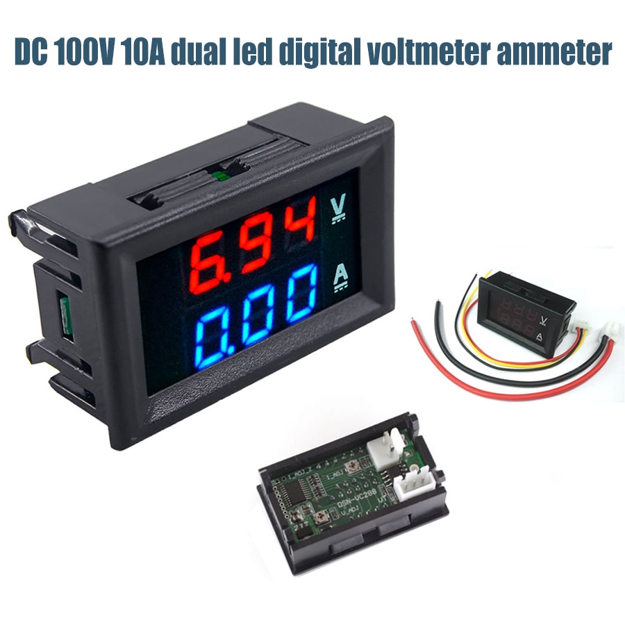 LED display Digital Voltmeter Ammeter DC 100V 10A Blue Red Amp Dual Digital Volt Meter Current Gauge Car Current Monitor Tester