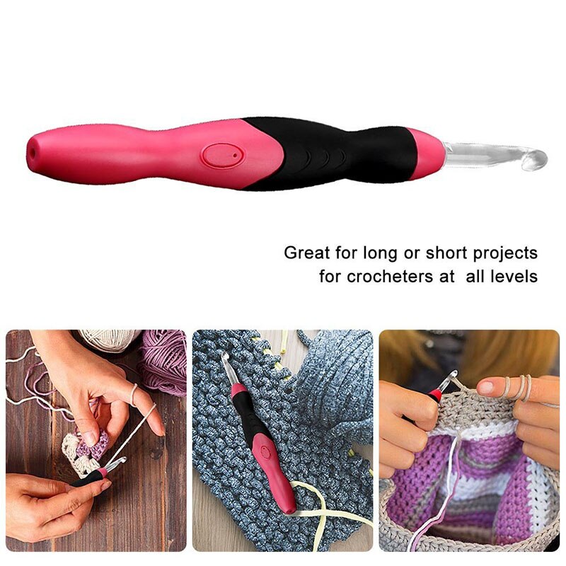 Crochet lumineux LED avec chargeur USB, Crochet de 9 tailles, éclairage d'urgence, aiguilles à tricoter, Crochet supérieur remplaçable, outil de couture