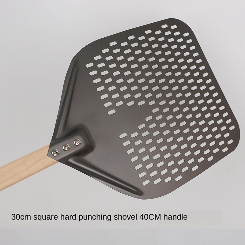 Pelle à Pizza 7/8/9 pouces, outils de cuisine Portable en aluminium, poignée en bois, poinçon de four transfert Anode péridurale poêle ronde antiadhésive: 30cm A--40cm handle