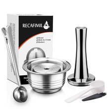 230ml Refillable Reusable Stainless Steel Coffee Pod Capsule Tamper Set For Nespresso Vertuo Plus Series Coffeeware Set