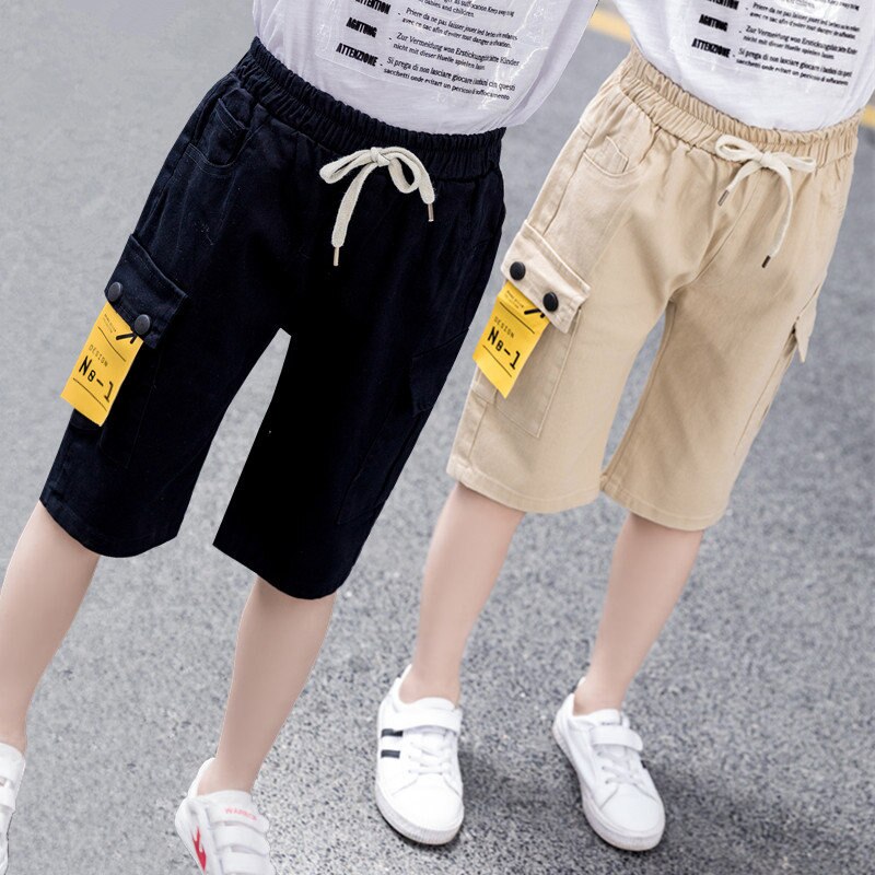 Kids Boy Casual Shorts With Pocket Summer Teenager Cargo Shorts For Boys Child Cotton clothing For 5 To 13 Years Old