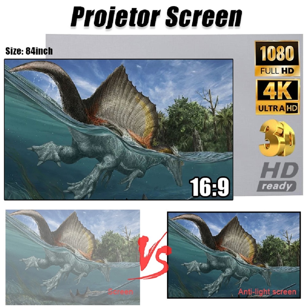 84 -zoll-projektor-bildschirm vorhang 16:9 4k ultra hd-projektor-bildschirm anti-licht-bildschirm home outdoor office 3d hd-projektor-bildschirm