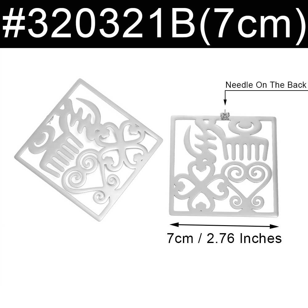 Anniyo 7CM Exaggerated Traditional Symbol Big Earrings African Ornaments Ancient Egyptian Jewelry Gye Symbol Ankara #320321: SILVER PLATED