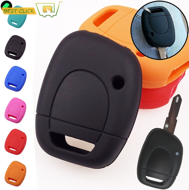 1 knop Siliconen Key Case Cover Voor Renault Clio Kangoo Master Twingo Keyless Fob Shell Holder Protector