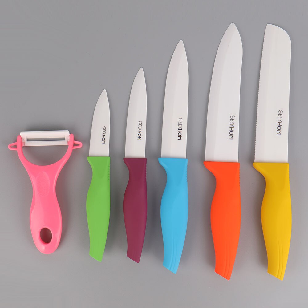 Kitchen Ceramic Knife Set 3 4 5 6 Inch Chef Kitchen Knives Cleaver Bread Utility Paring Slicing Cooking Knife Set: Black