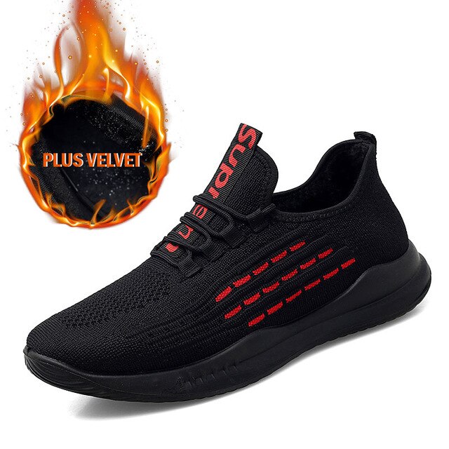 Unisex Paar Schuhe Atmungsaktive Mesh Turnschuhe Für Männer Frauen Winter Laufschuhe Mit Fell Warme Turnschuhe Männer Sport Trainer: red / 8.5