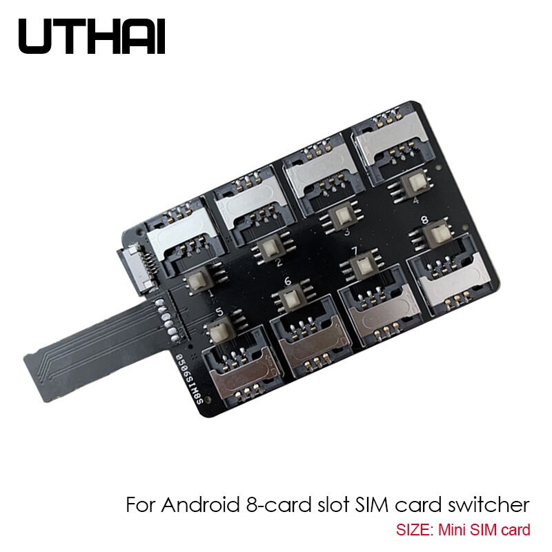 UTHAI T13 12-Card Slot SIM Card Adapter Multi SIM Card Reader For iPhone Android Mini SIM Nano Sim Card Free Restart Switcher: T13-Android-8