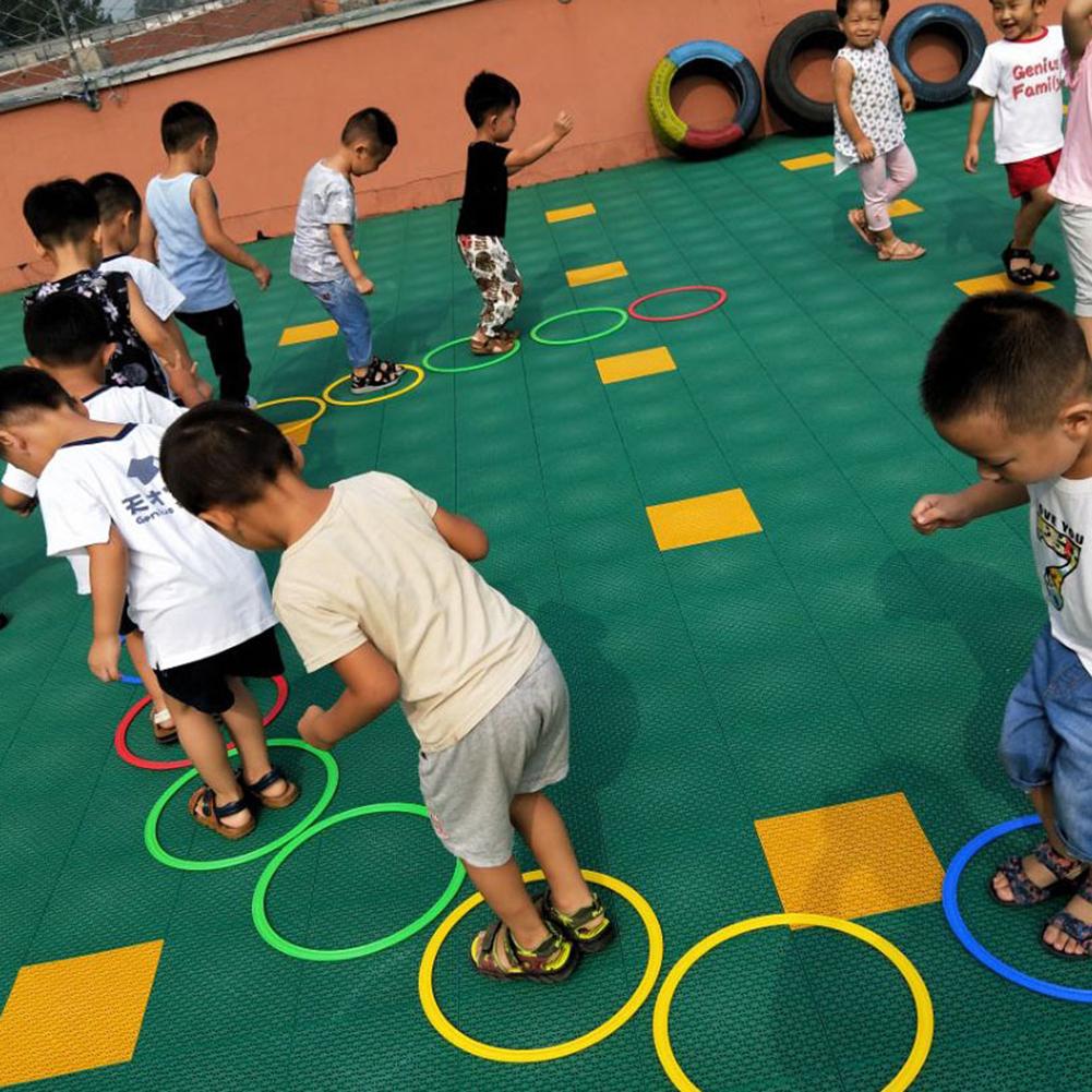 10Pcs Hopscotch Ring Outdoor Sport Kids Hopscotch Spel Springen Plastic Ring Integratie Training Speelgoed Voorschoolse Onderwijs Aid