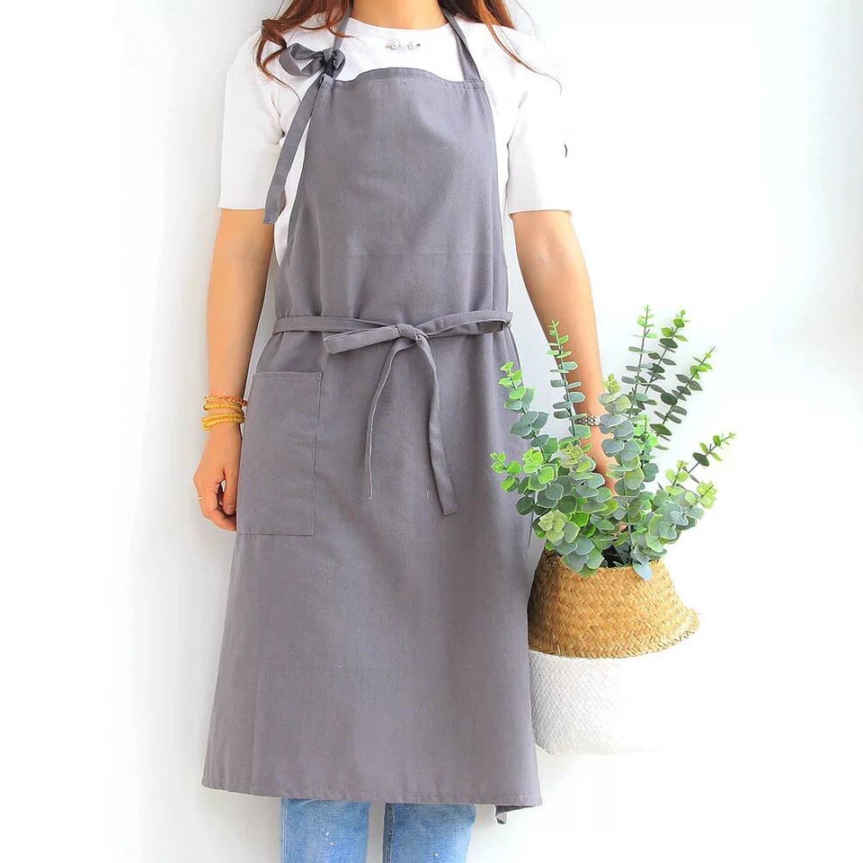 Blume Einkaufen Gartenarbeit Schürze Baumwolle Leinen Küche Schürzen Kaffee Einkaufen Kittel Küche Schürze Frauen Backen Overall Temperament Schürze: Burgunderrot