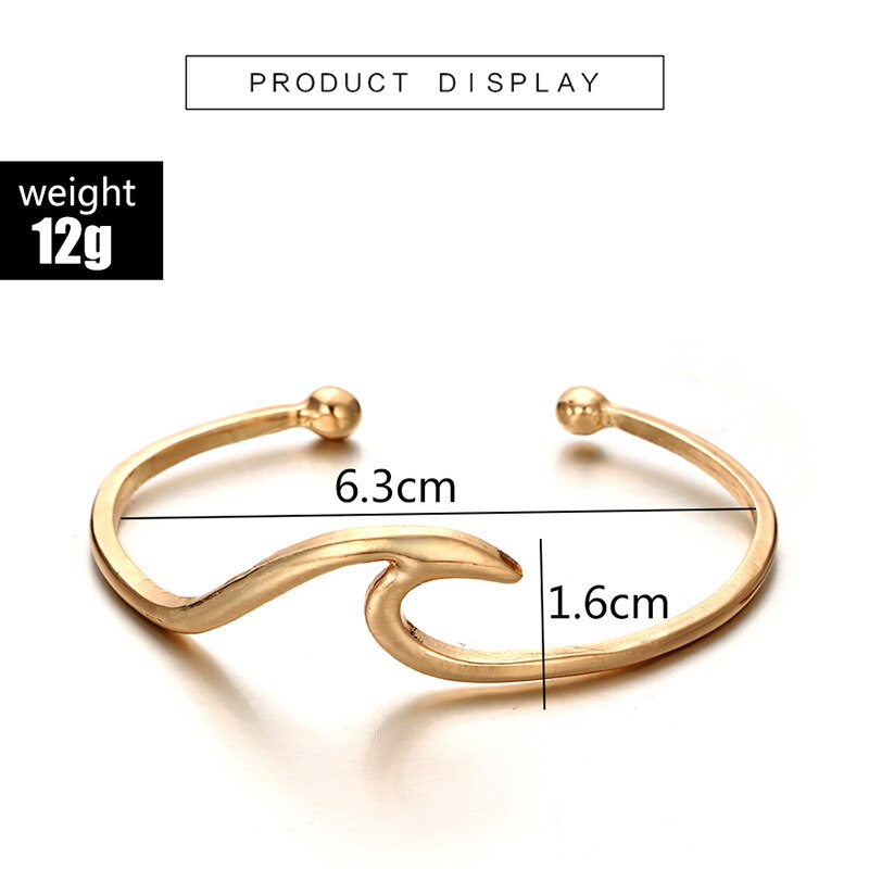 docona Bohemia Beach Wave Cuff Bracelet for Women Girls Opening Adjustable Metal Alloy Bracelets Gothic Jewelry Accessories 4266