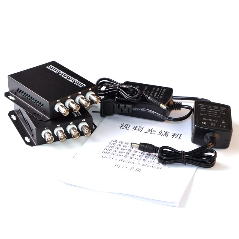 1 Pair 4 Channel Analog Video Optical Fiber Converter 4V1D Fiber Video Optical Transmitter and Receiver