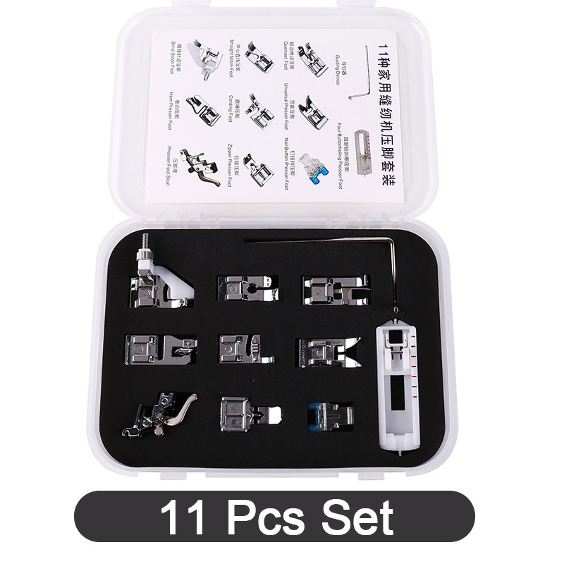 11 Pcs/Set Home Sewing Machine Accessories Presser Foot Leather Pads Blind Stitch Catcher Applique Universal Foot Zipper Sewing