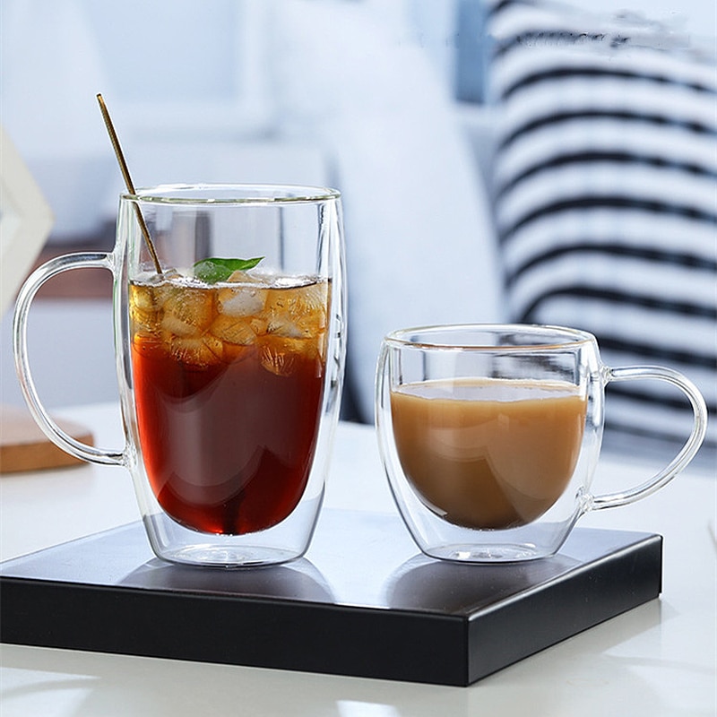 Tasse en verre à Double paroi de 150 à 450ML, 2-6 pièces, isolation créative, verres à boisson, Transparent, café, lait, eau, bière, boisson, tasse, outil de Bar,