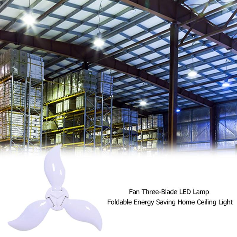 Vifte trebladet ledet lampe 45w e27 sammenleggbar energisparende taklampe hjemme