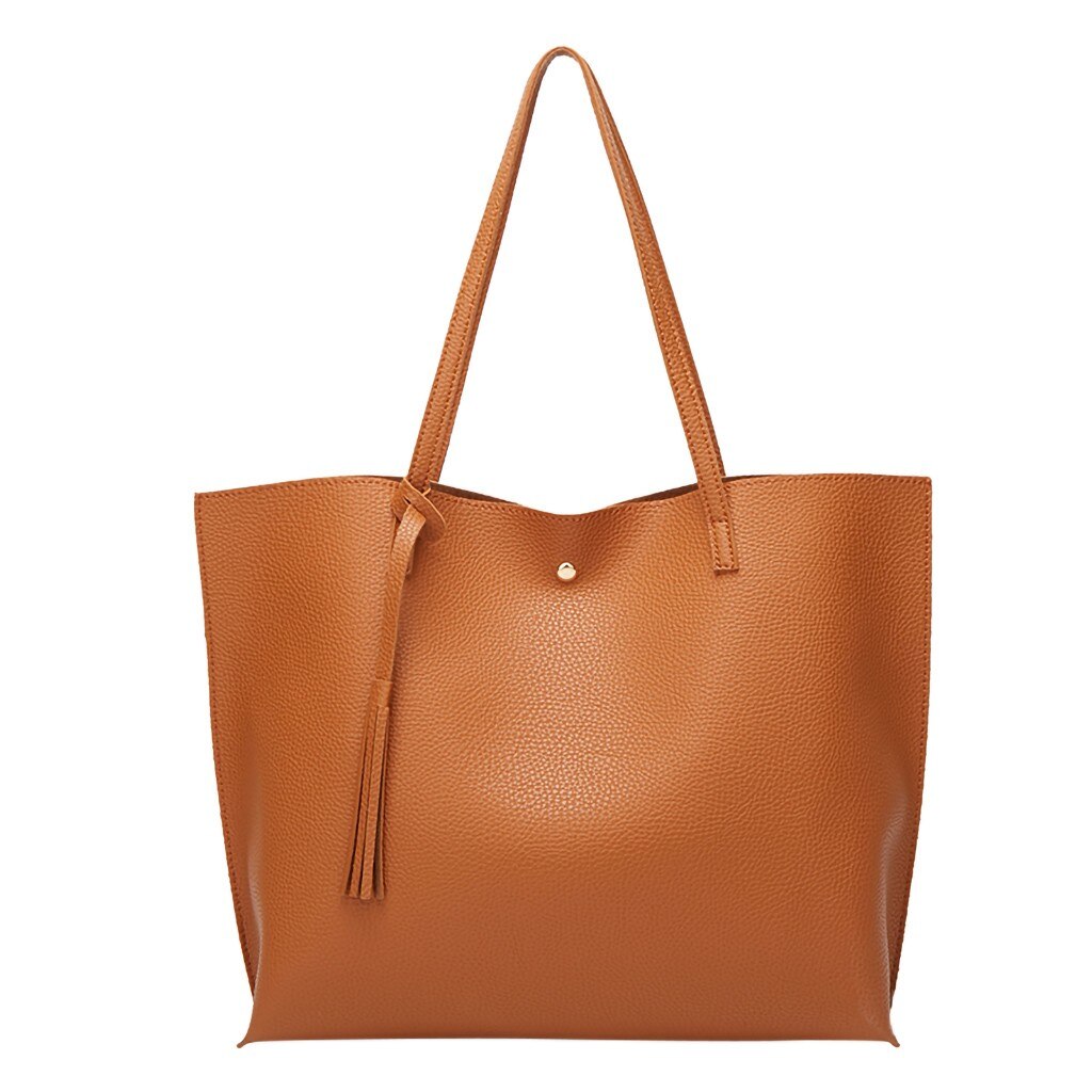 Vrouwen Tote Fringe Effen Kleur Zachte Lederen Grote Capaciteit Goud Winkelen Pakket Schouder Hand tas Handtas Tassen сумка женская