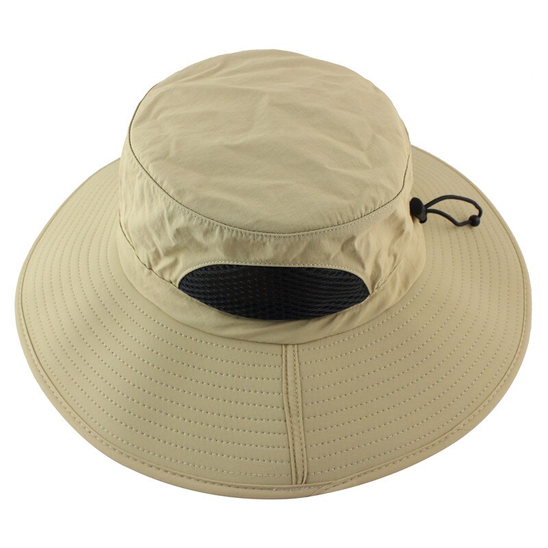 UPF 50+ Summer Wide Brim Bucket Hat Waterproof Breathable Packable Men Women Sun Hat Fishing Safari Boonie Hat Beach Panama Hat: Khaki