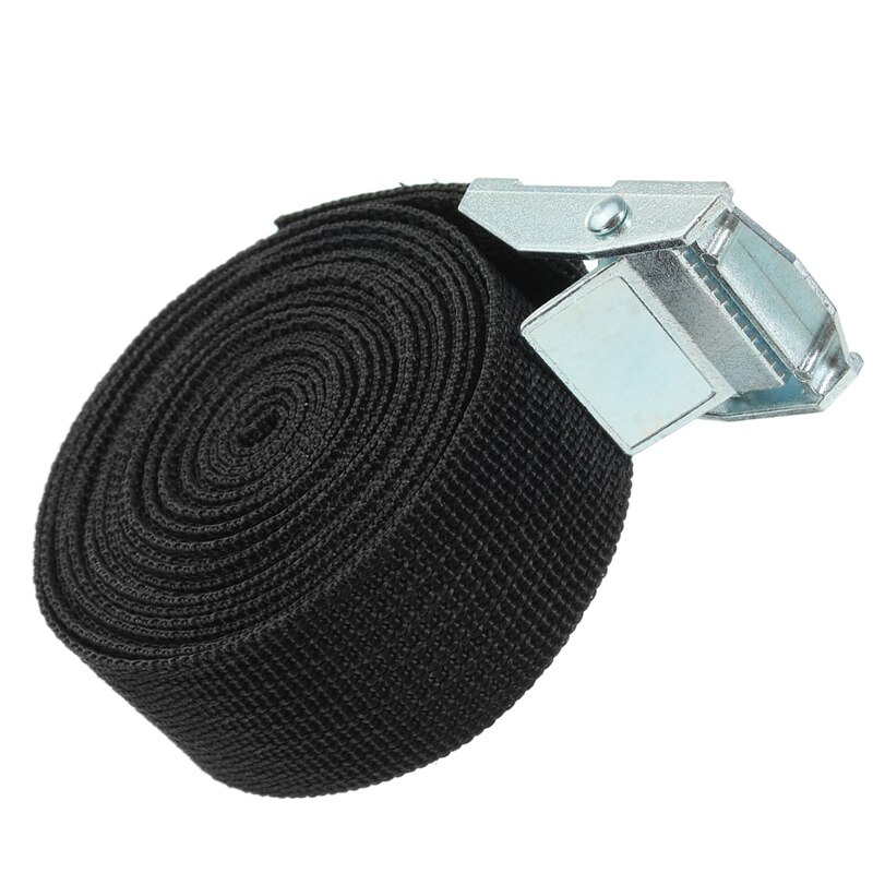 5m x 25mm bil spännband rep band stark spärr bälte bagage väska last surrning med rep spännare metall spänne bogsering: Svart