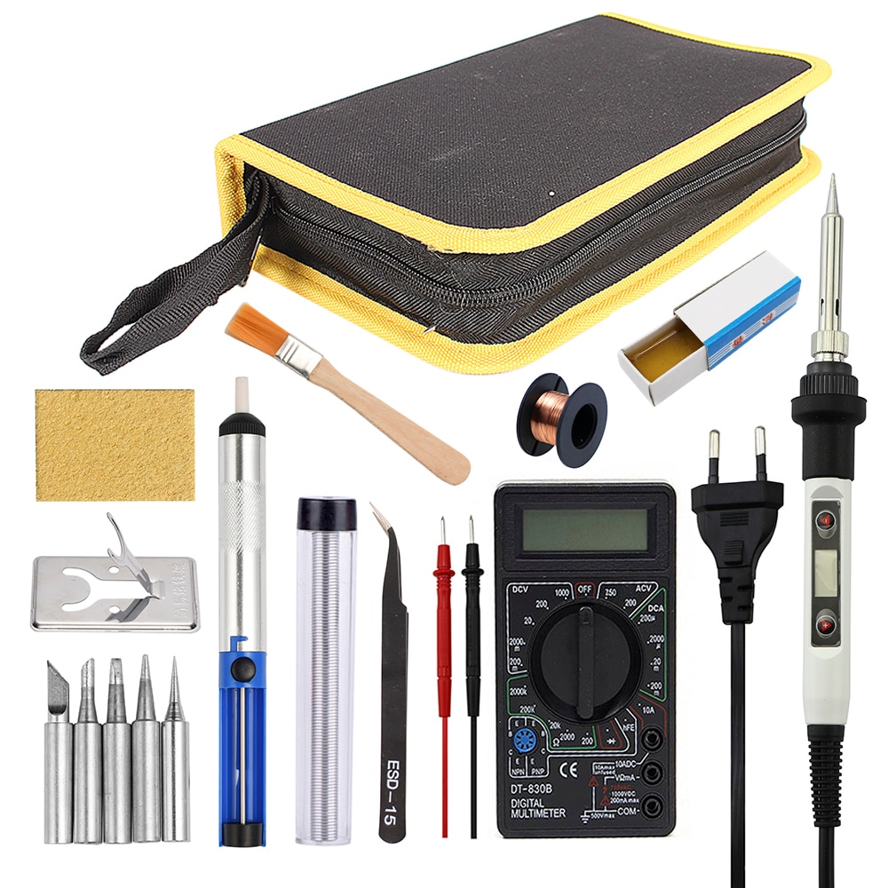 Stazione di penna dissaldante per rilavorazione di saldatura elettrica digitale LCD a temperatura regolabile per saldatore 80W con Set di punte per filo di saldatura