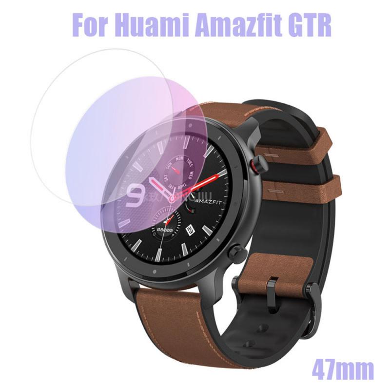 1Pc Clear Film Gehard Glas Screen Protector Voor Amazfit Gtr Smart Horloge 42/47Mm Horloges Accessoires Waterdicht effen Screen: 1pc 47Purple light
